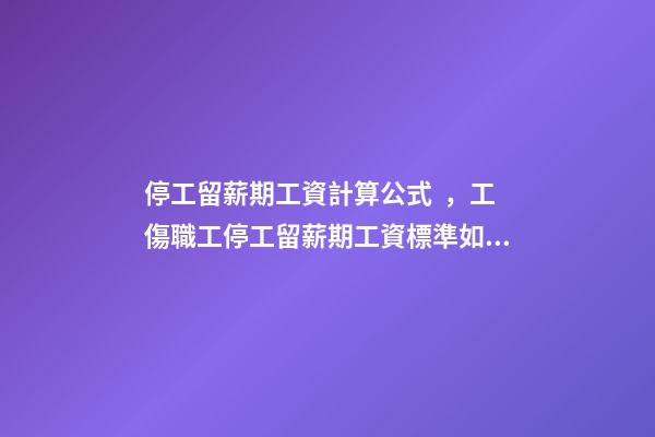 停工留薪期工資計算公式，工傷職工停工留薪期工資標準如何計算-第1張-觀點-玄機派